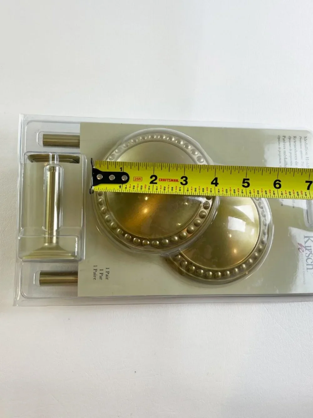 Kirsch Medallion Holdbacks Satin Brass Pair K32